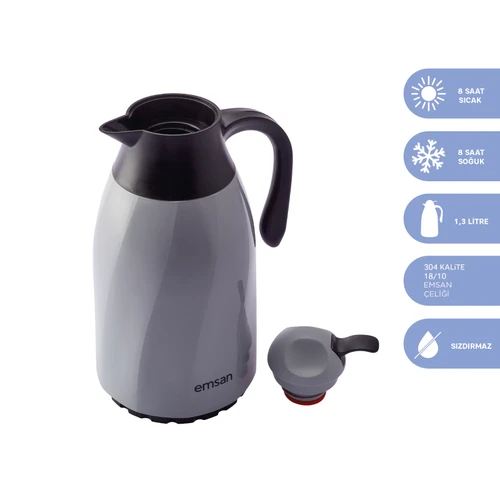 Emsan Sırça Termos 1,3 L Gri