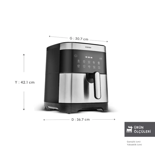 Karaca Gourmet Smart Color Screen Geniş Hazne Airfryer Inox 9L