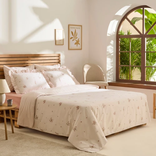 Kaşmir Home Levina %100 Pamuk Çift Kişilik Nevresim Takımı Rose 