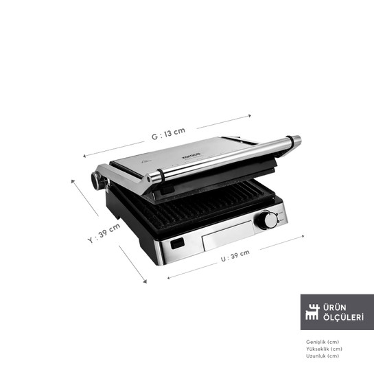 Karaca Biogranit 6 Dilim Kapasiteli Paslanmaz Çelik Izgara ve Tost Makinesi Inox 2000W 