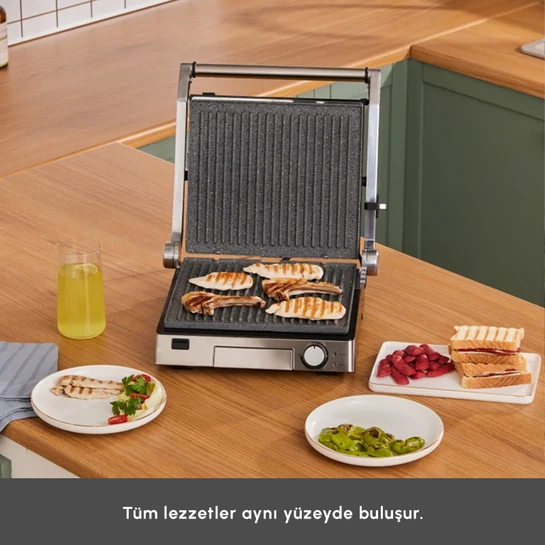 Karaca Biogranit 6 Dilim Kapasiteli Paslanmaz Çelik Izgara ve Tost Makinesi Inox 2000W 