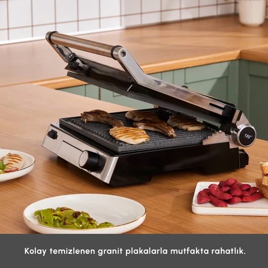 Karaca Biogranit 6 Dilim Kapasiteli Paslanmaz Çelik Izgara ve Tost Makinesi Inox 2000W 