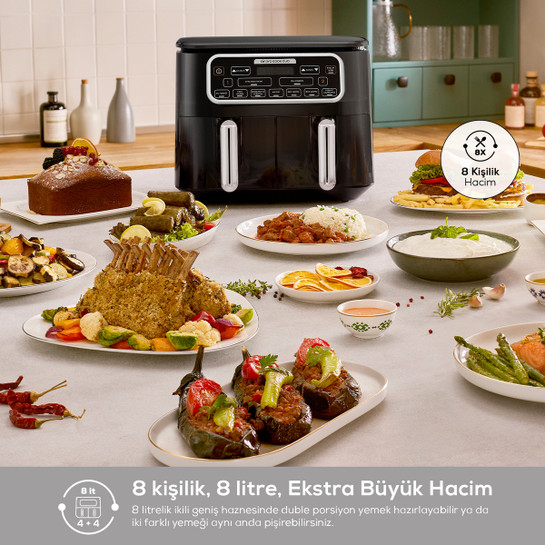 Karaca Air Pro Cook Duo Ev Yemeği XXXL Airfryer Black Copper 8L