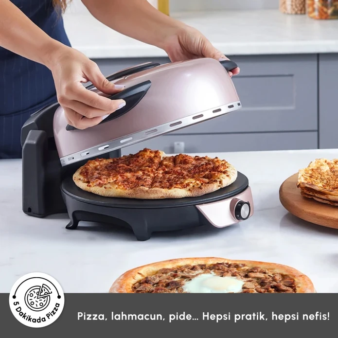 Karaca Gastro 10 in 1 Pizza Pide Lahmacun ve Tandır Ekmeği Makinesi Biodiamond Rosegold 