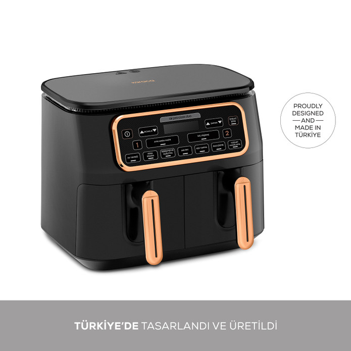 Karaca Air Pro Cook Duo Ev Yemeği XXXL Airfryer Black Copper 8L