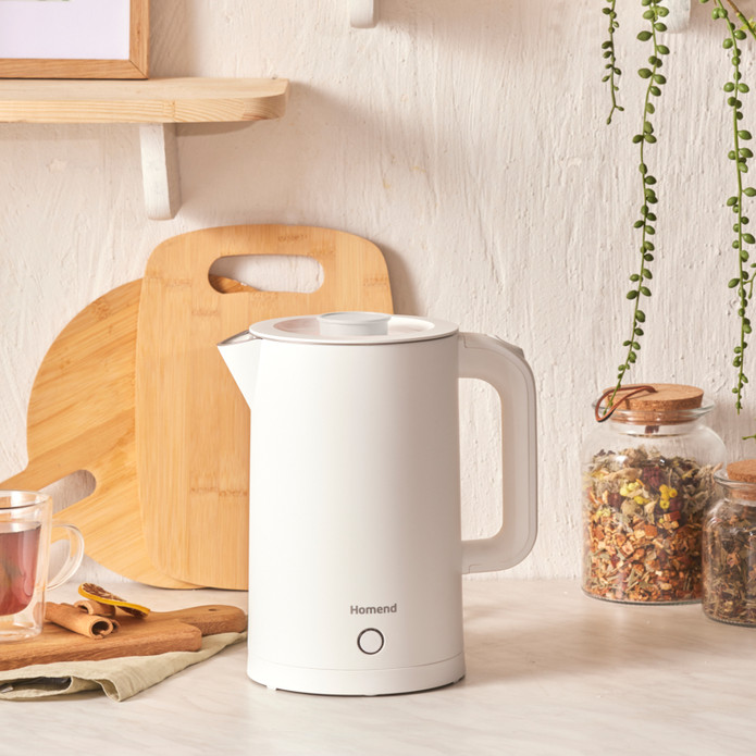 Homend Heatrow Cooltouch 1618H Paslanmaz Çelik El Yakmaz Gövdeli Su Isıtıcısı Beyaz
